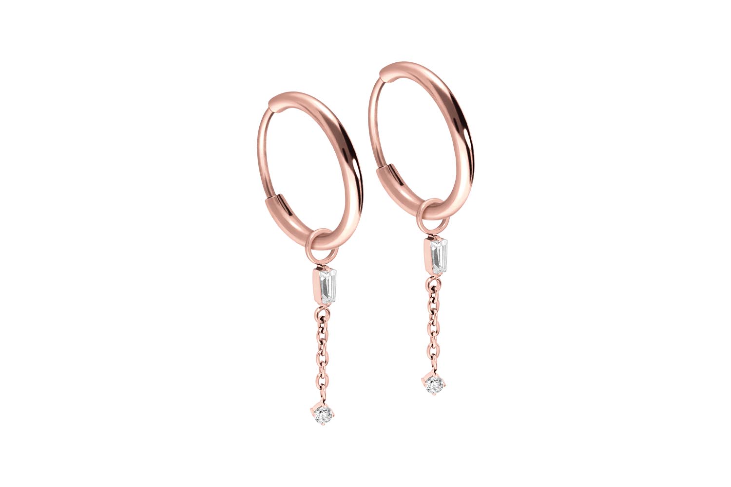 Titan Ohrclicker Creolen 2 KRISTALLE + KETTE von Piercingline